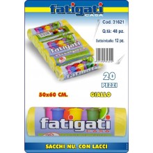 FAT/SACCHI N.U.50X60 GIALLI 20PZ.C/LACCI