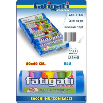 FAT/SACCHI N.U.50X60 BLU 20PZ.C/LACCI