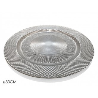 GT2/SOTTOPIATTO 33CM.SILV.GLITTER