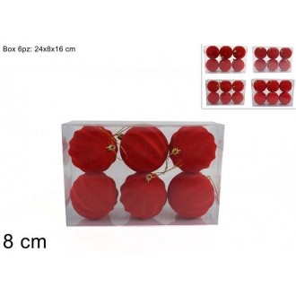 2SCH/PALLE 8CM.6PZ FLOCCATA ROSSA