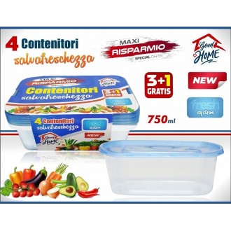 INT/SET 4 CONTENITORI OVALI 750ML.