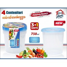 INT/SET 4 CONTENITORI CUBICI 750ML.
