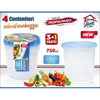 INT/SET 4 CONTENITORI CUBICI 750ML.